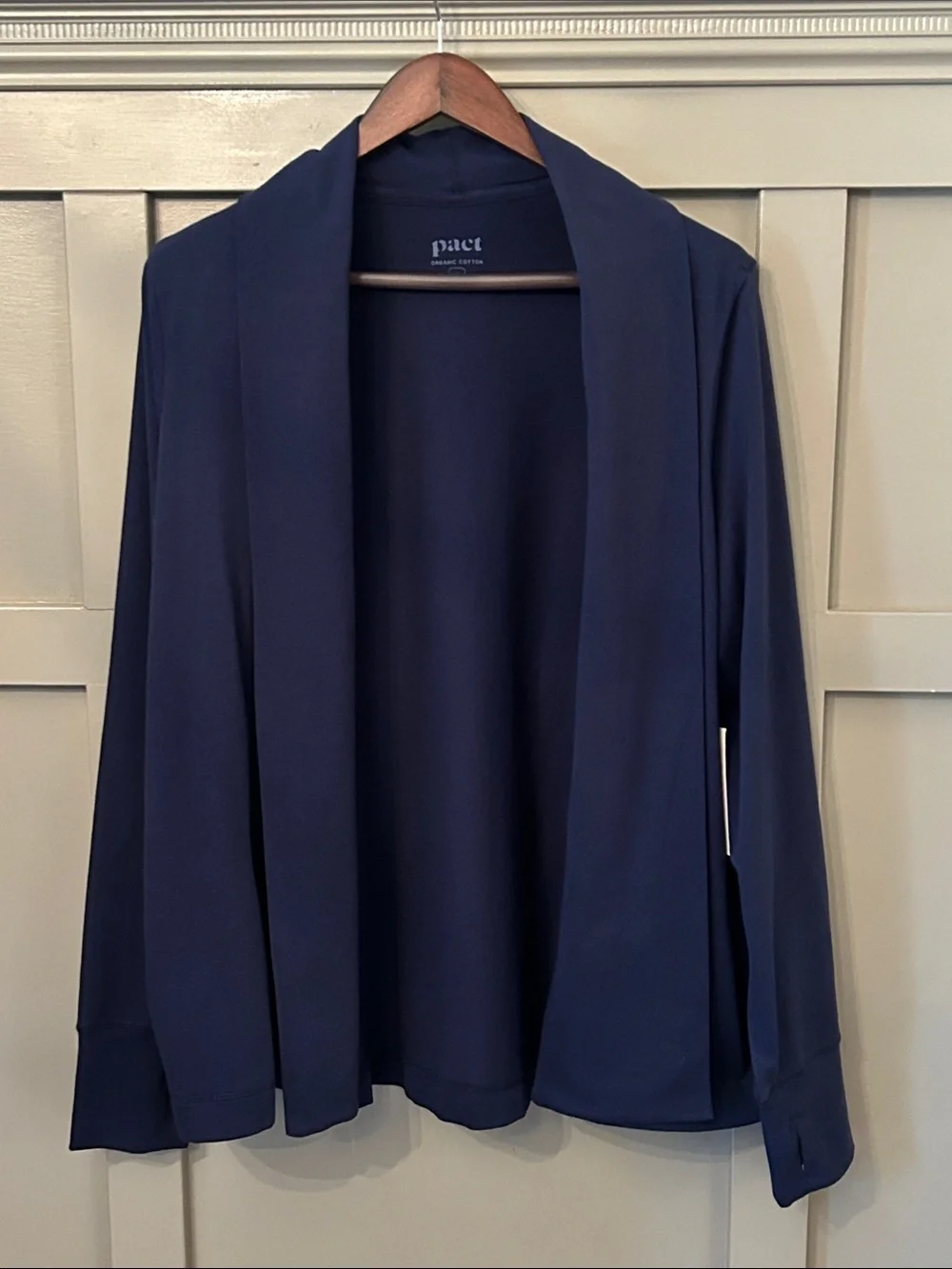 Pact Organic Cotton Luxe Signature Swing Cardigan Navy Blue Size XL New NWT